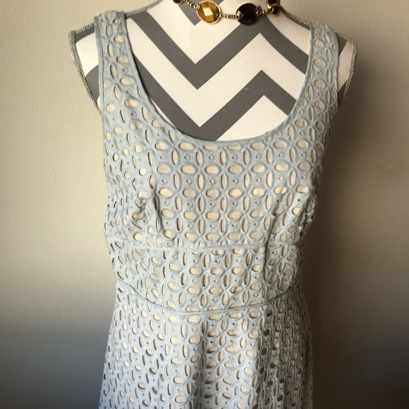 NWT Ann Taylor Eyelet Pastel Blue Dress Size 8 - Picture 4 of 6